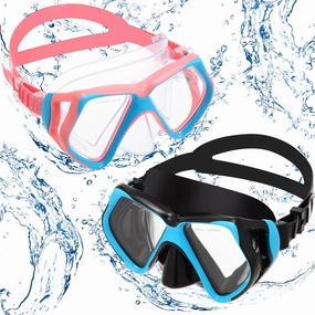 Weewooday 2 Pcs Adults Swimming Goggles with Nose Cover Tempered Glass Diving Mask Clear Wide View No Blurring Swim Goggle for Adult Men Women Youth