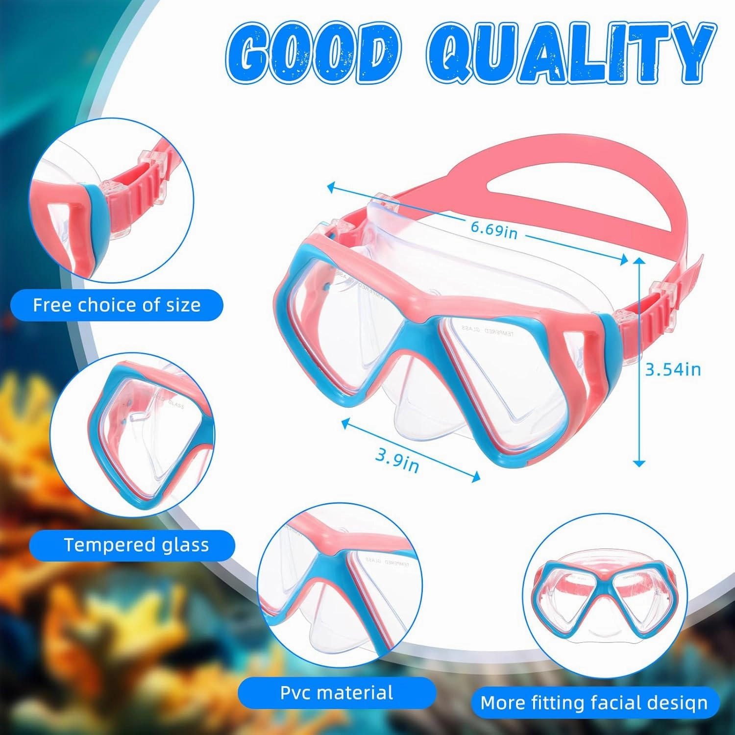 Weewooday 2 Pcs Adults Swimming Goggles with Nose Cover Tempered Glass Diving Mask Clear Wide View No Blurring Swim Goggle for Adult Men Women Youth