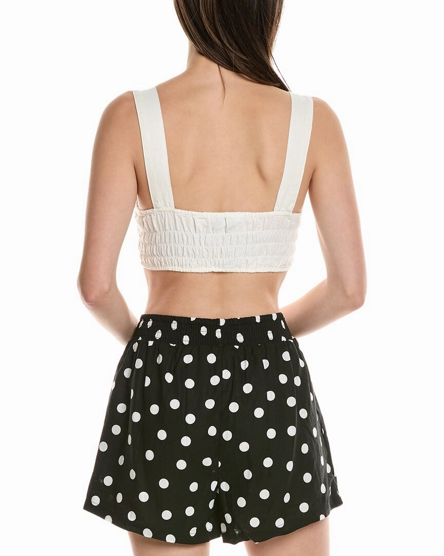 WeWoreWhat Smocked Linen-Blend Tank