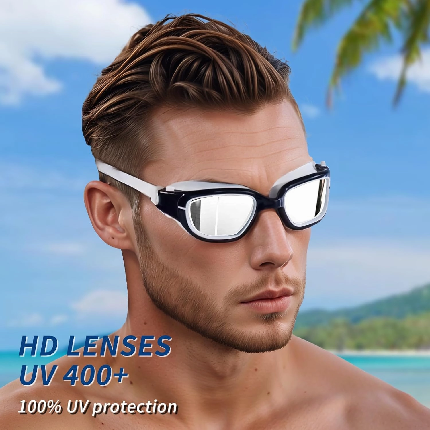Whale Polarized Swim Goggles, GE Anti-Fog Anti-UV Protection No Leaking Swimming Pool Goggles for Men, Women, and Youth