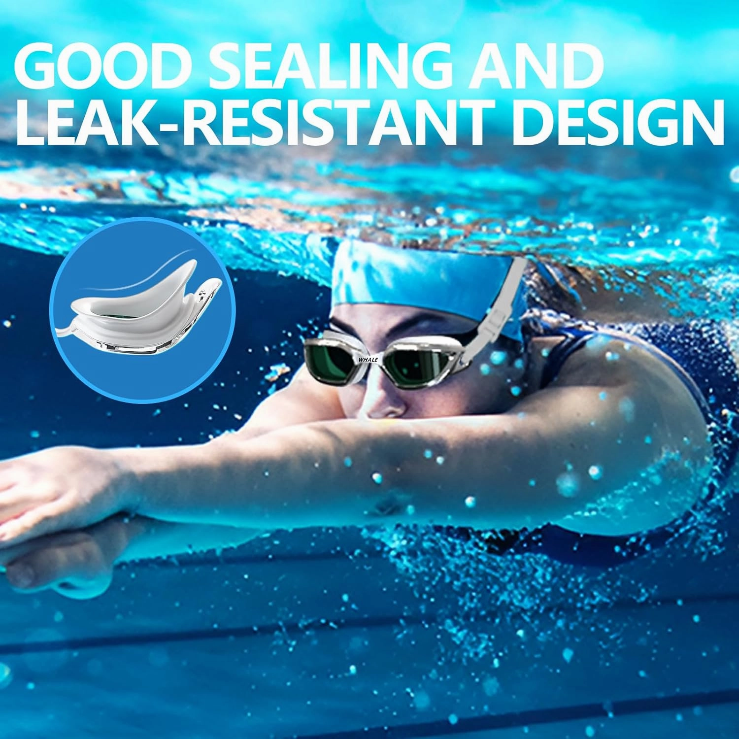 Whale Swim Goggles Adult Swim Goggles Anti Fog Swimming Goggles Wear Comfortable Polarizing Swim Goggles Adult/Unisex