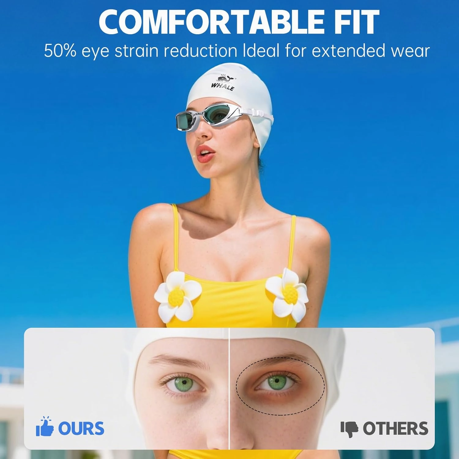 Whale Swim Goggles Adult Swim Goggles Anti Fog Swimming Goggles Wear Comfortable Polarizing Swim Goggles Adult/Unisex
