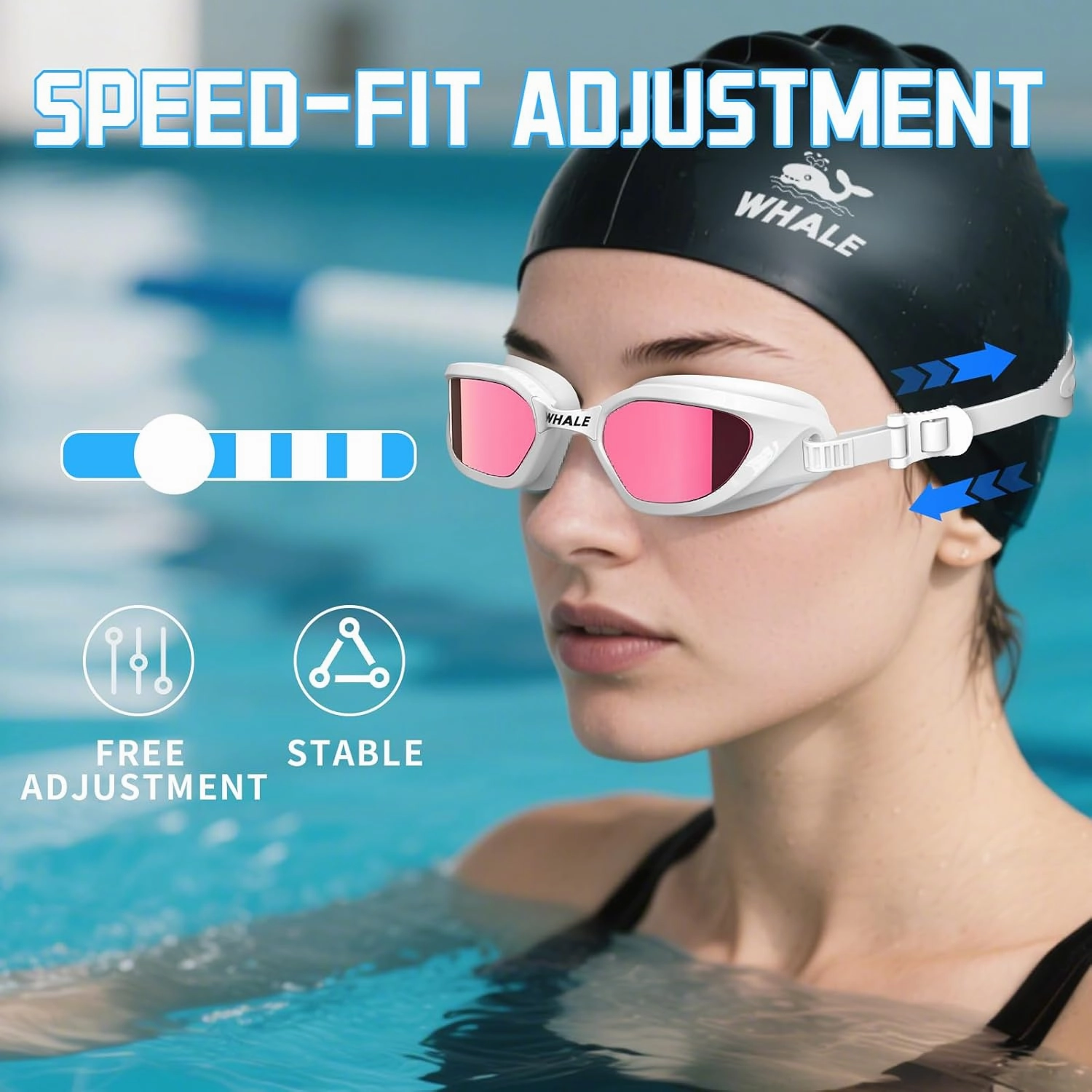 Whale Swimming Goggles Polarized Swim Goggles UV400 Anti-fog Suitable for Adults and Teenagers