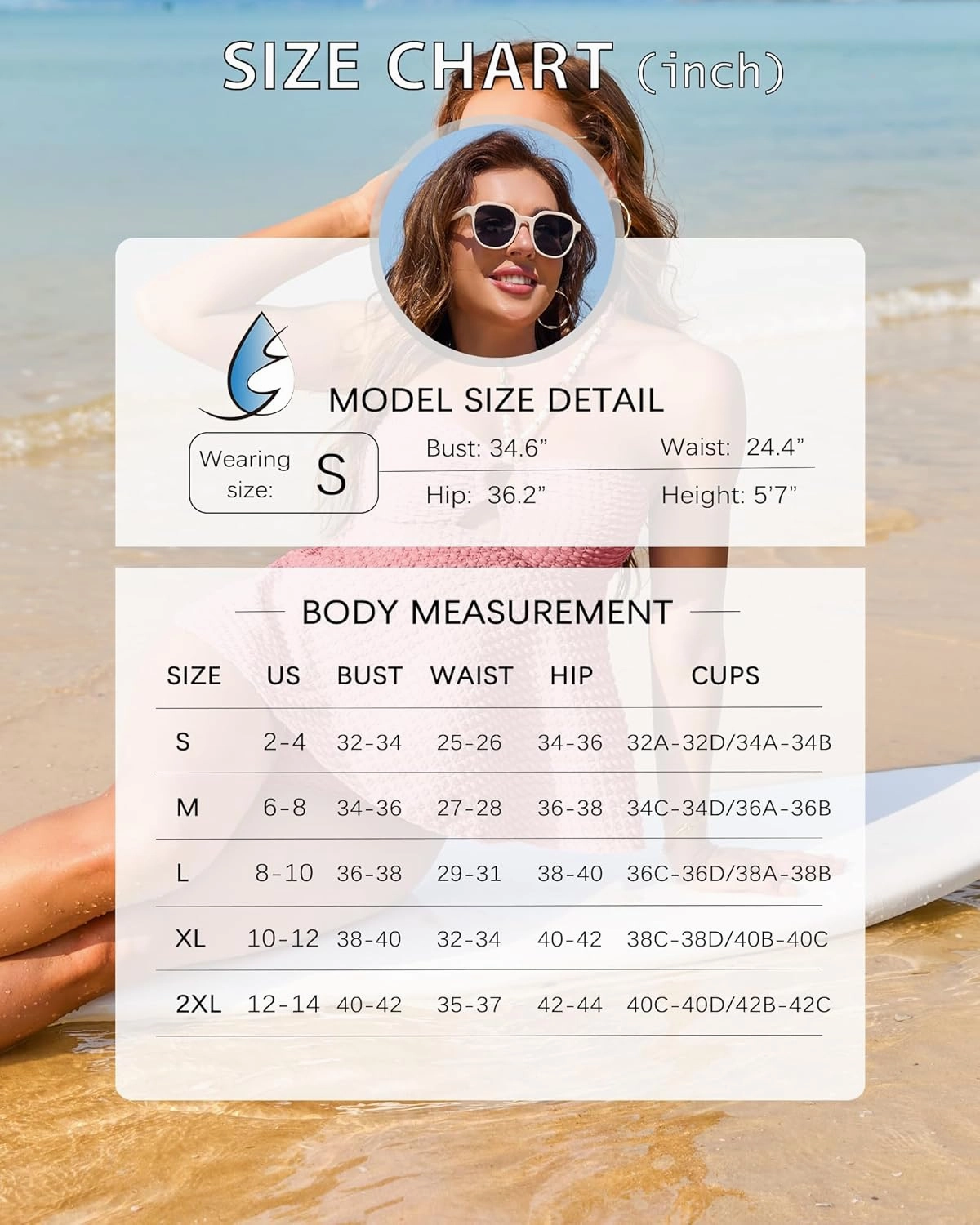 Women Bandeau Swimsuit Two Piece - Tummy Control Bathing Suit Full Coverage High Waisted Bikini Sets Halter Teens