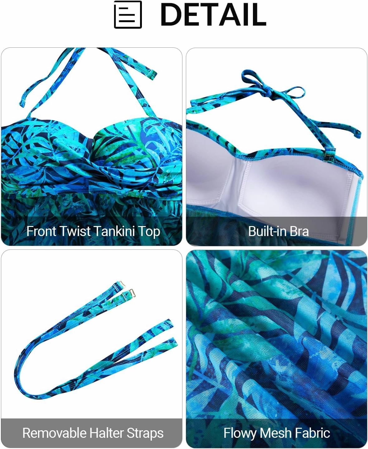 Women Bandeau Tankini Top Only Mesh Strapless Swimsuits Top Halter Flyaway Bathing Suits No Bottom