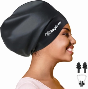 Women Extra Large Swim Cap for Braids and Dreadlocks, Silicone Keep Hair Dry Swimming Caps for Long Hair Extensions Weaves, Waterproof Bath Pool Shower Cap 1-3 Pack