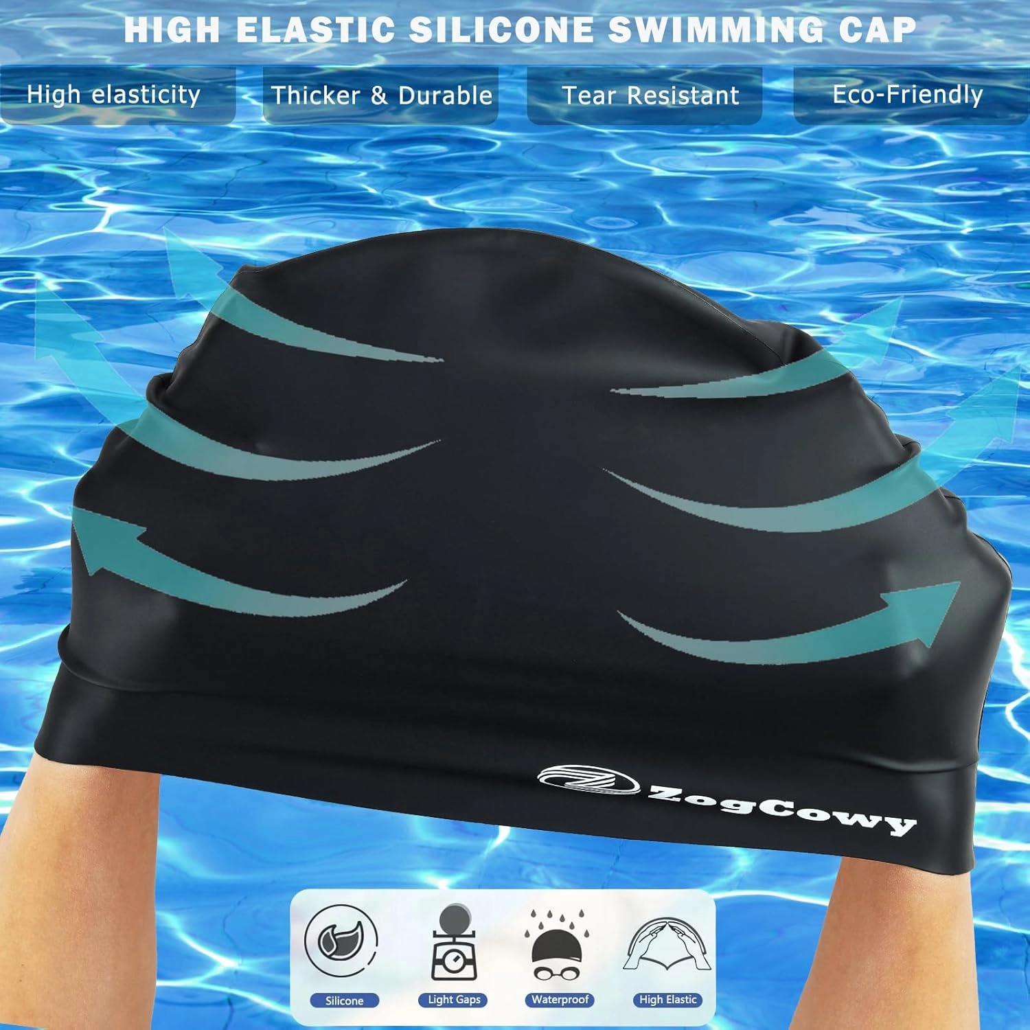 Women Extra Large Swim Cap for Braids and Dreadlocks, Silicone Keep Hair Dry Swimming Caps for Long Hair Extensions Weaves, Waterproof Bath Pool Shower Cap 1-3 Pack