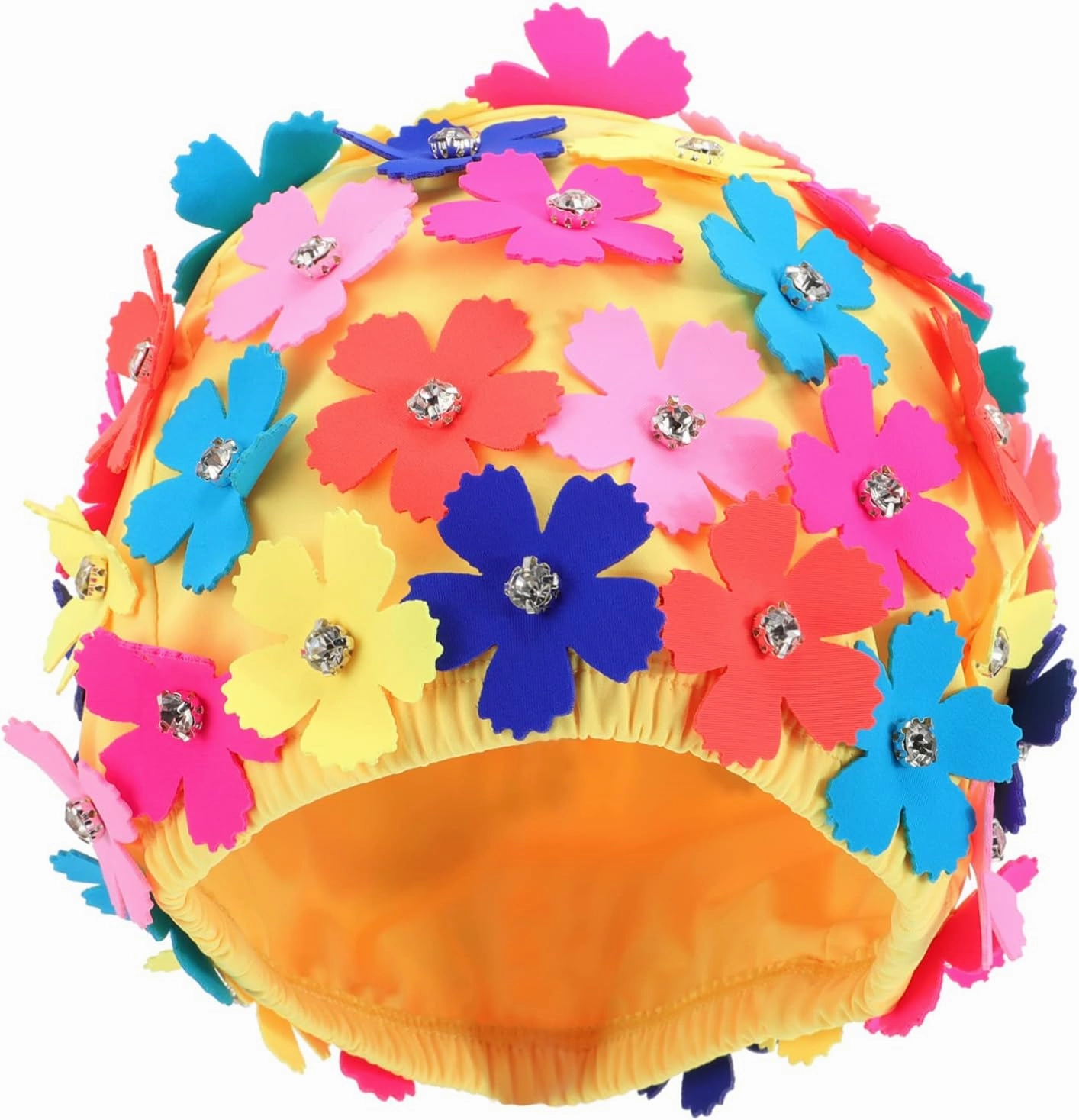 Women Floral Petal Swim Cap - Retro Style Bathing Cap with Flower for Long/Short Hair