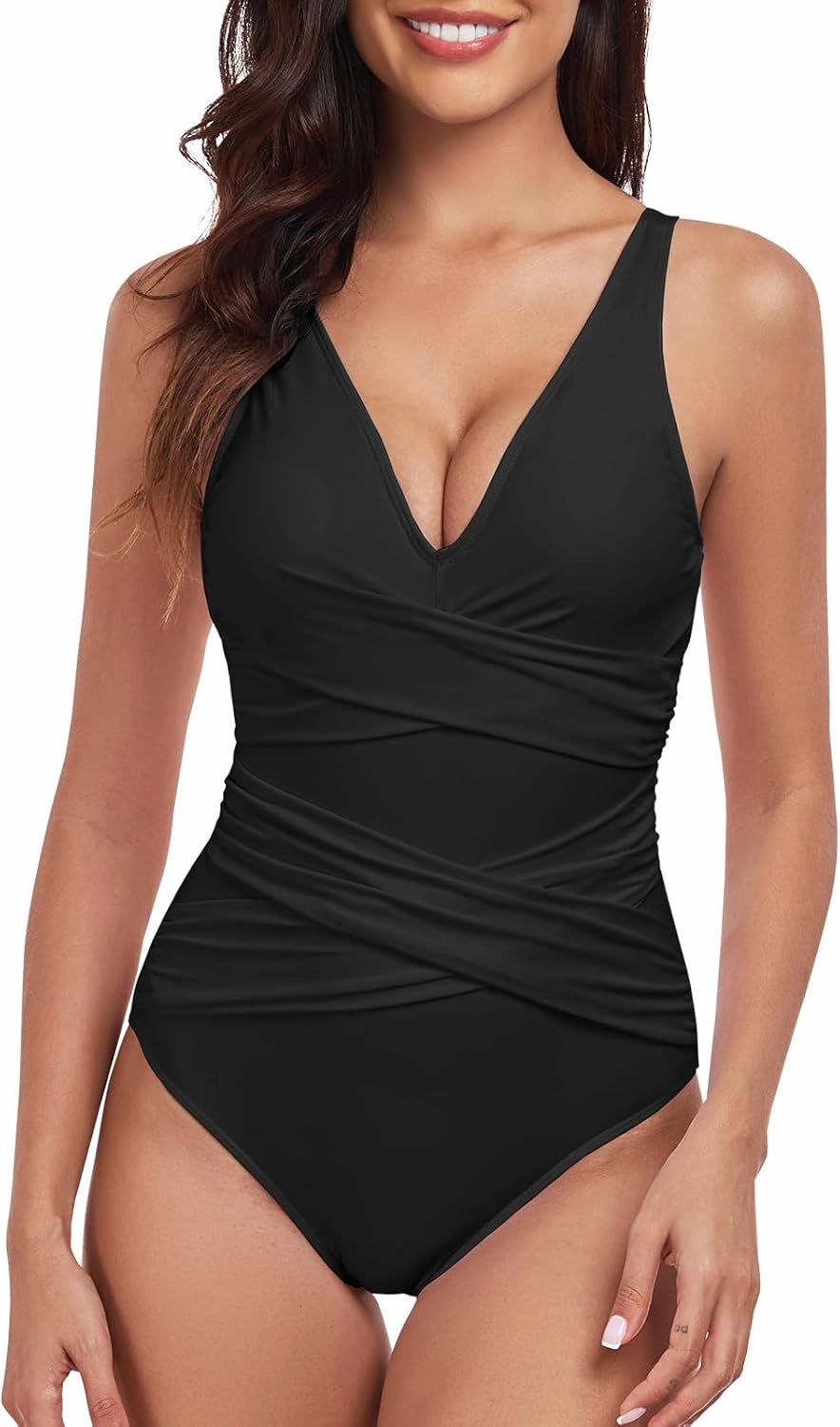 Women One Piece Swimsuit Tummy Control Bathing Suits for Women Slimming Ruched Swimsuits Cutout Swimwear