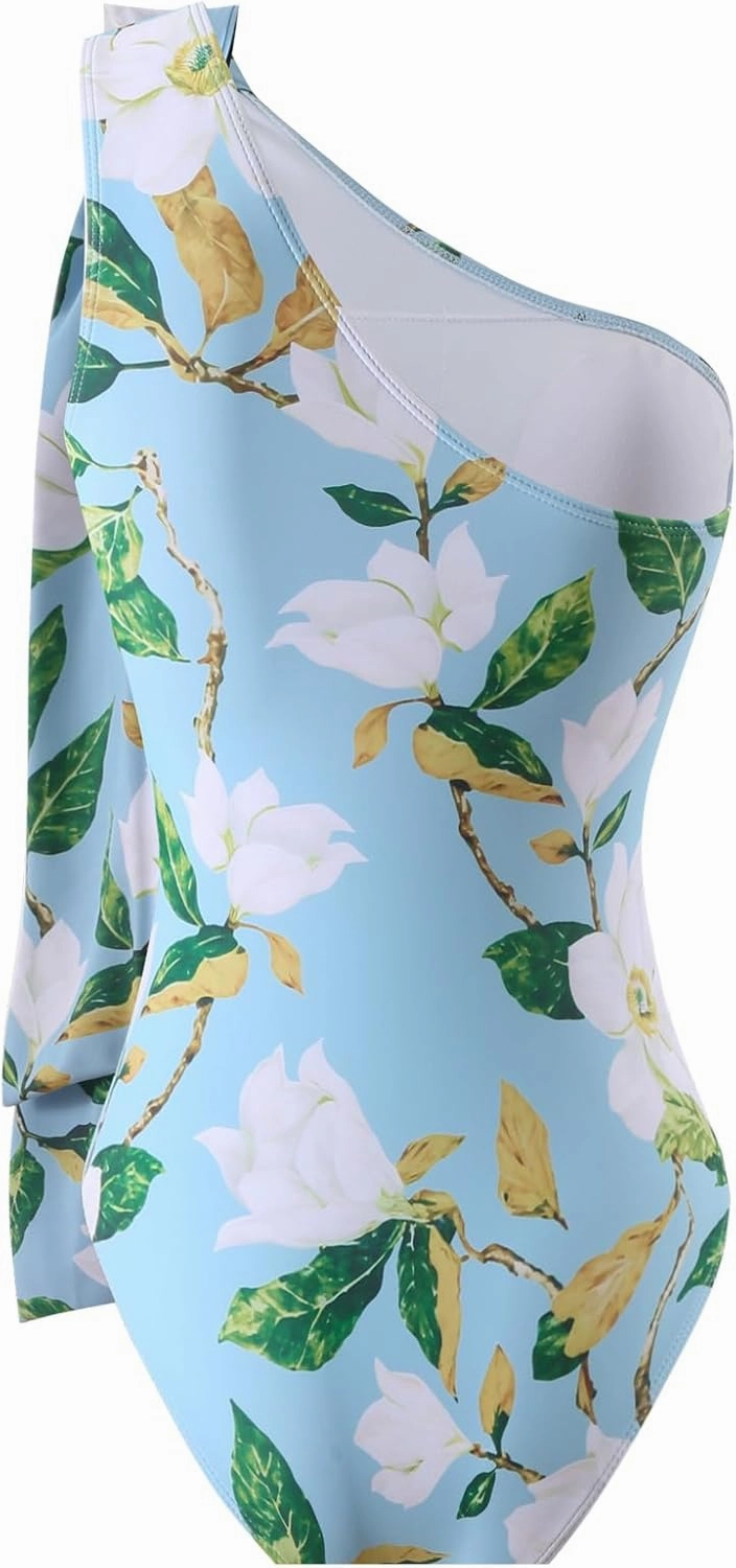 Women One Piece Swimsuit with Cover up Set High Waisted Beach Wrap Skirt Two Piece Bathing Suit