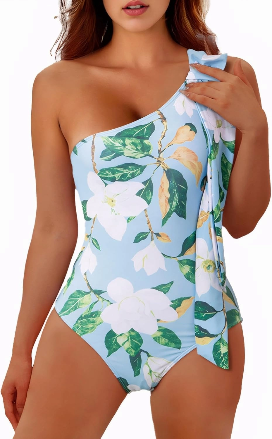 Women One Piece Swimsuit with Cover up Set High Waisted Beach Wrap Skirt Two Piece Bathing Suit