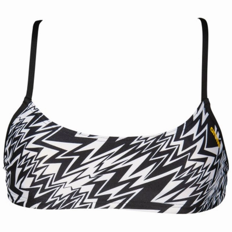 WOMEN'S BANDEAU PLAY BIKINI TOP - BLACK/WHITE