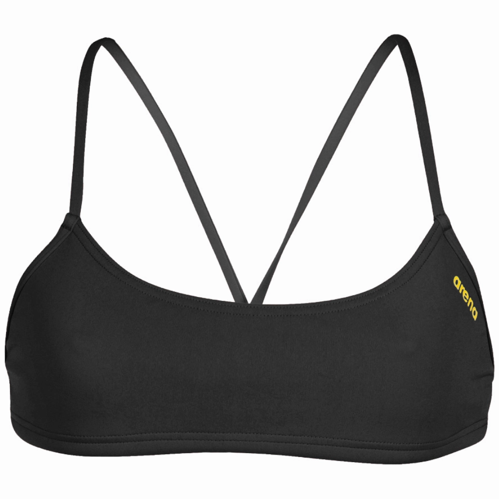 WOMEN'S BANDEAU PLAY BIKINI TOP - BLACK/YELLOW STAR