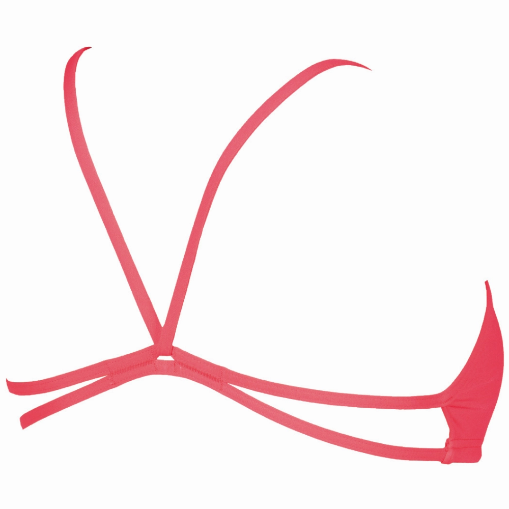 WOMEN'S BANDEAU PLAY BIKINI TOP - FLUO RED/YELLOW STAR