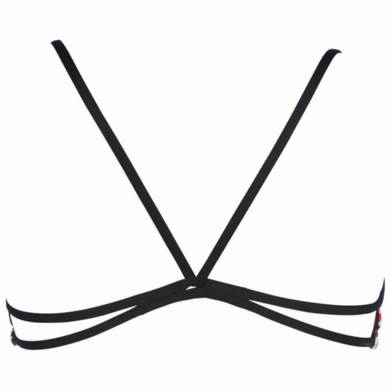 WOMEN'S BANDEAU PLAY BIKINI TOP - WHITE MULTI/BLACK