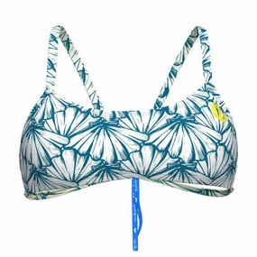 WOMEN'S BANDEAU PLAY BIKINI TOP - WHITE MULTI/YELLOW STAR