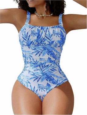 Women's Boho Floral Print One Piece Swimsuit Y2K Bathing Suits Swimwear Beachwear