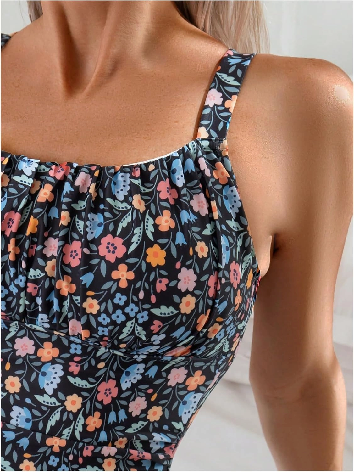 Women's Boho Floral Print One Piece Swimsuit Y2K Bathing Suits Swimwear Beachwear
