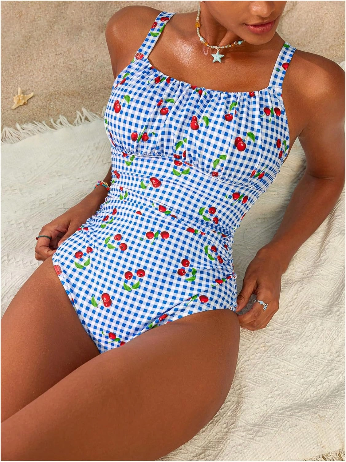 Women's Boho Floral Print One Piece Swimsuit Y2K Bathing Suits Swimwear Beachwear