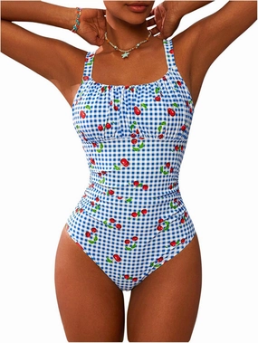 Women's Boho Floral Print One Piece Swimsuit Y2K Bathing Suits Swimwear Beachwear