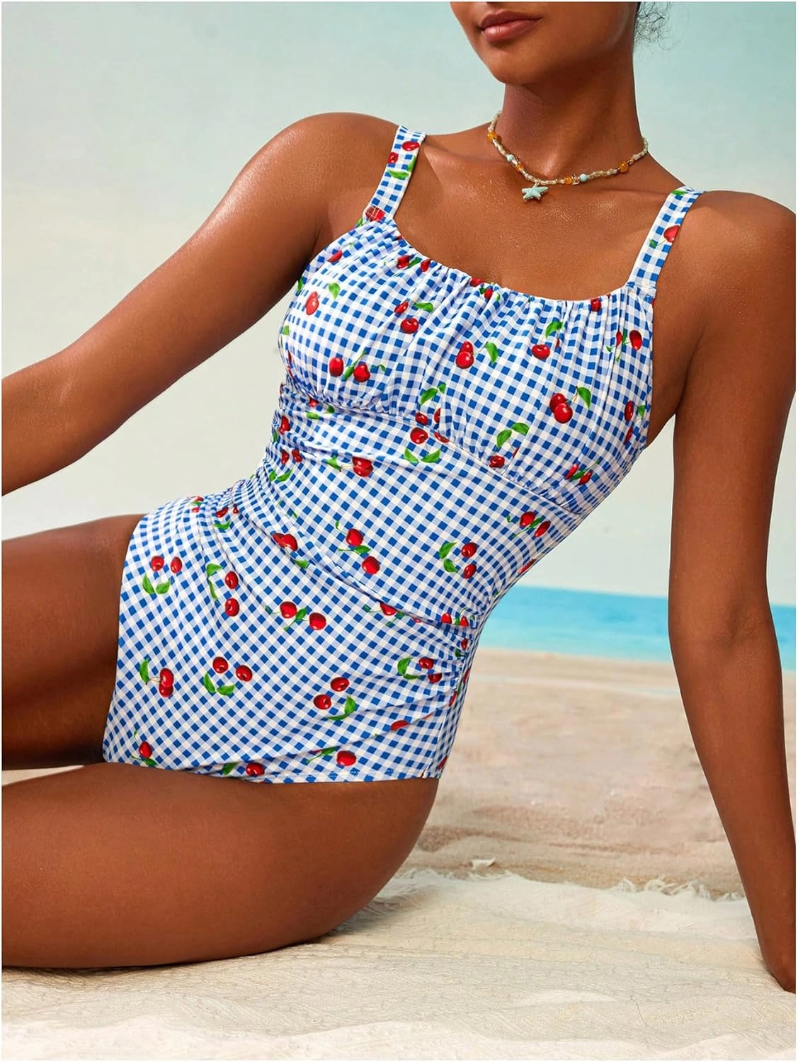 Women's Boho Floral Print One Piece Swimsuit Y2K Bathing Suits Swimwear Beachwear