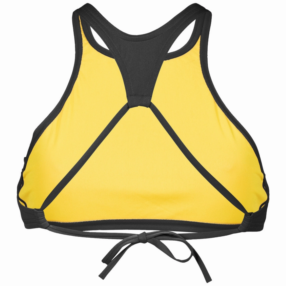 WOMEN'S CROP THINK BIKINI TOP - BLACK/YELLOW STAR