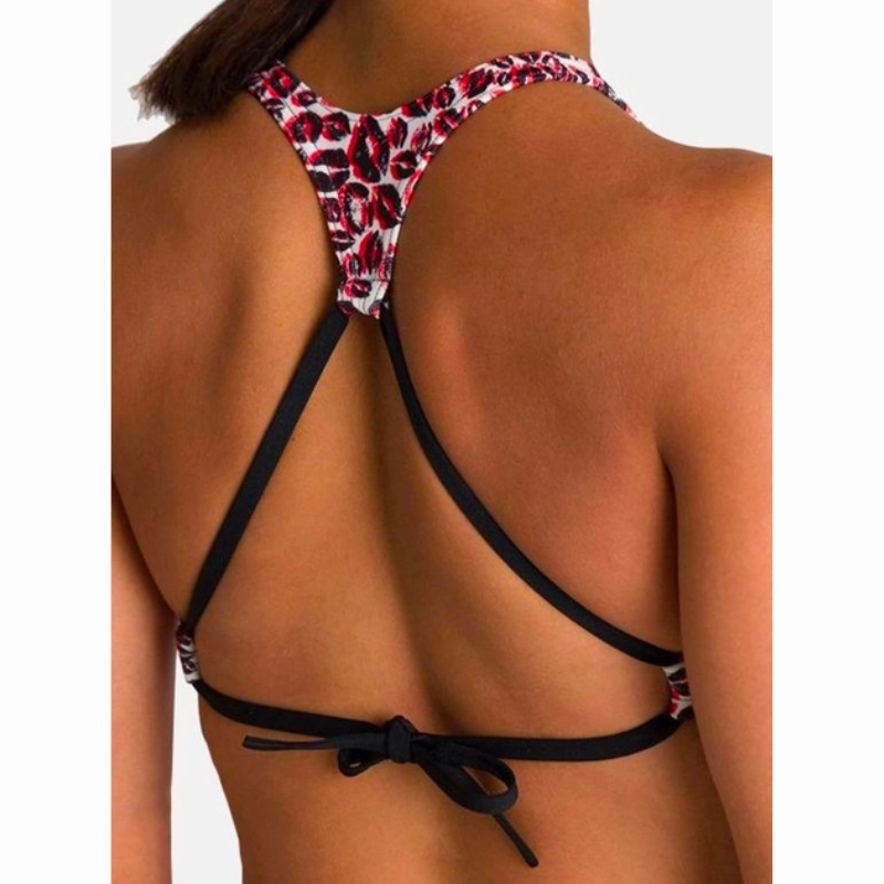 WOMEN'S CROP THINK BIKINI TOP - WHITE MULTI/BLACK