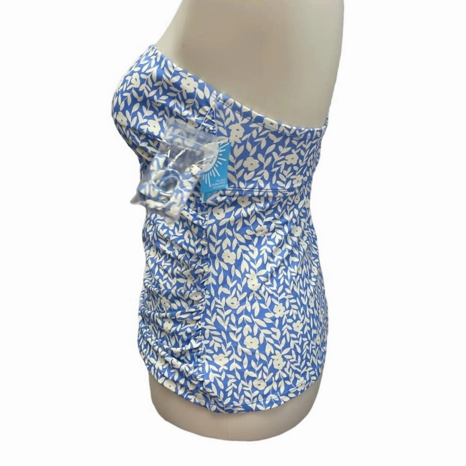 Women's Detachable Straps Floral Swim Top In Blue Floral