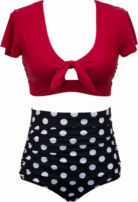 Women's Floral Halter High Waist Bikini Swimsuit Floral Printing Bathing Suits 2 Pieces