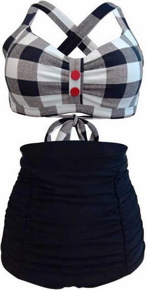 Women's Floral Halter High Waist Bikini Swimsuit Floral Printing Bathing Suits 2 Pieces
