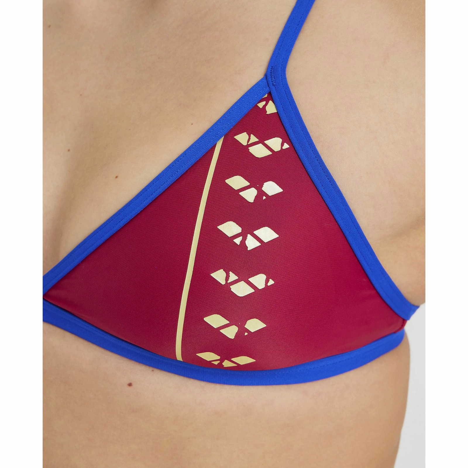 WOMEN'S ICONS LOGO TRIANGLE TOP BIKINI - BURGUNDY/NEON BLUE