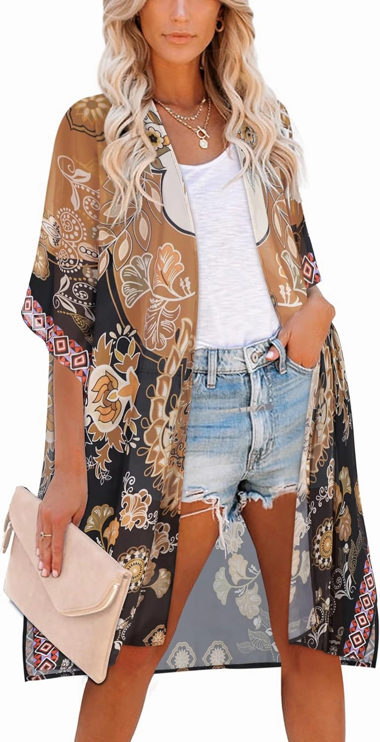 Women's Kimono Swimsuit Coverups Summer Beach Casual Loose Cardigans for Swimwear