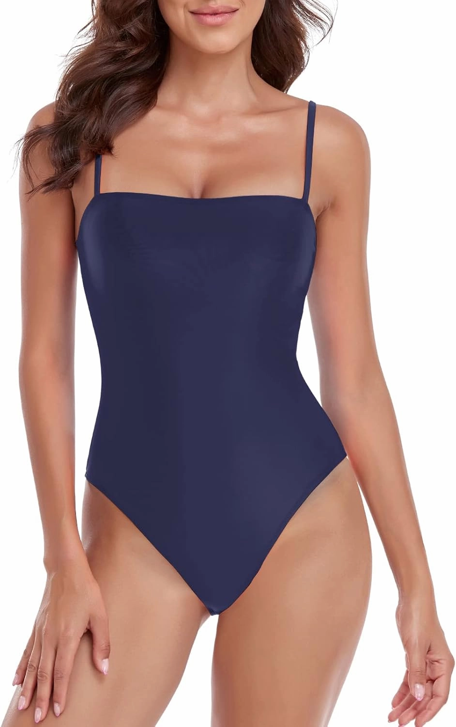 Women's One Piece Bathing Suit with Adjustable Straps Bandeau One Piece Swimsuit