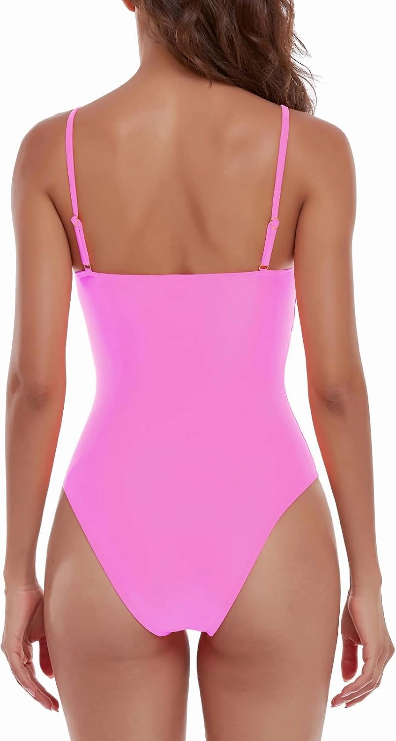 Women's One Piece Bathing Suit with Adjustable Straps Bandeau One Piece Swimsuit