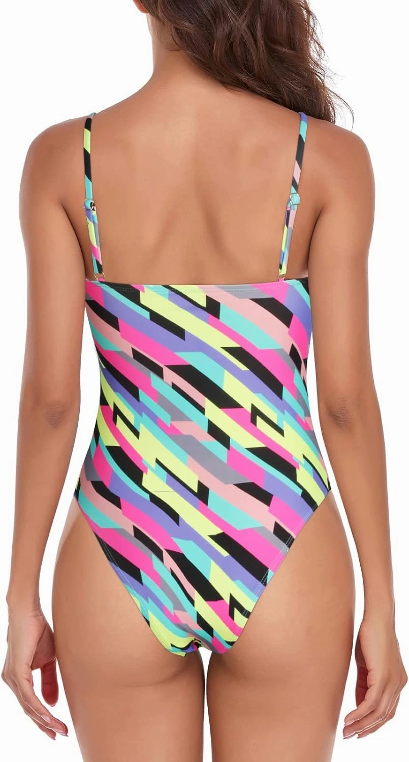 Women's One Piece Bathing Suit with Adjustable Straps Bandeau One Piece Swimsuit