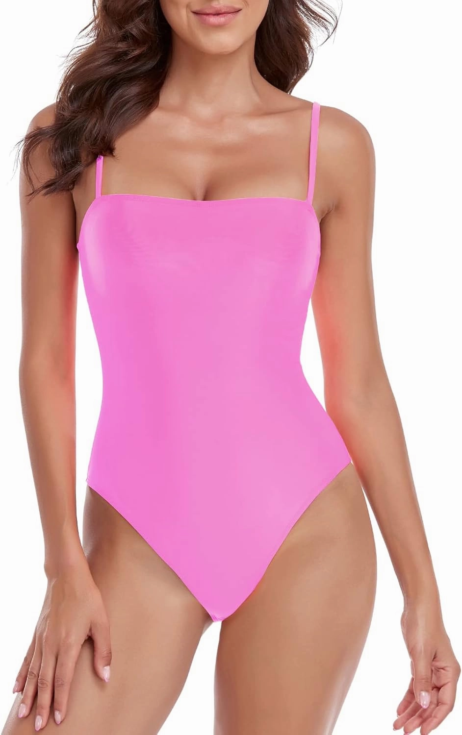 Women's One Piece Bathing Suit with Adjustable Straps Bandeau One Piece Swimsuit