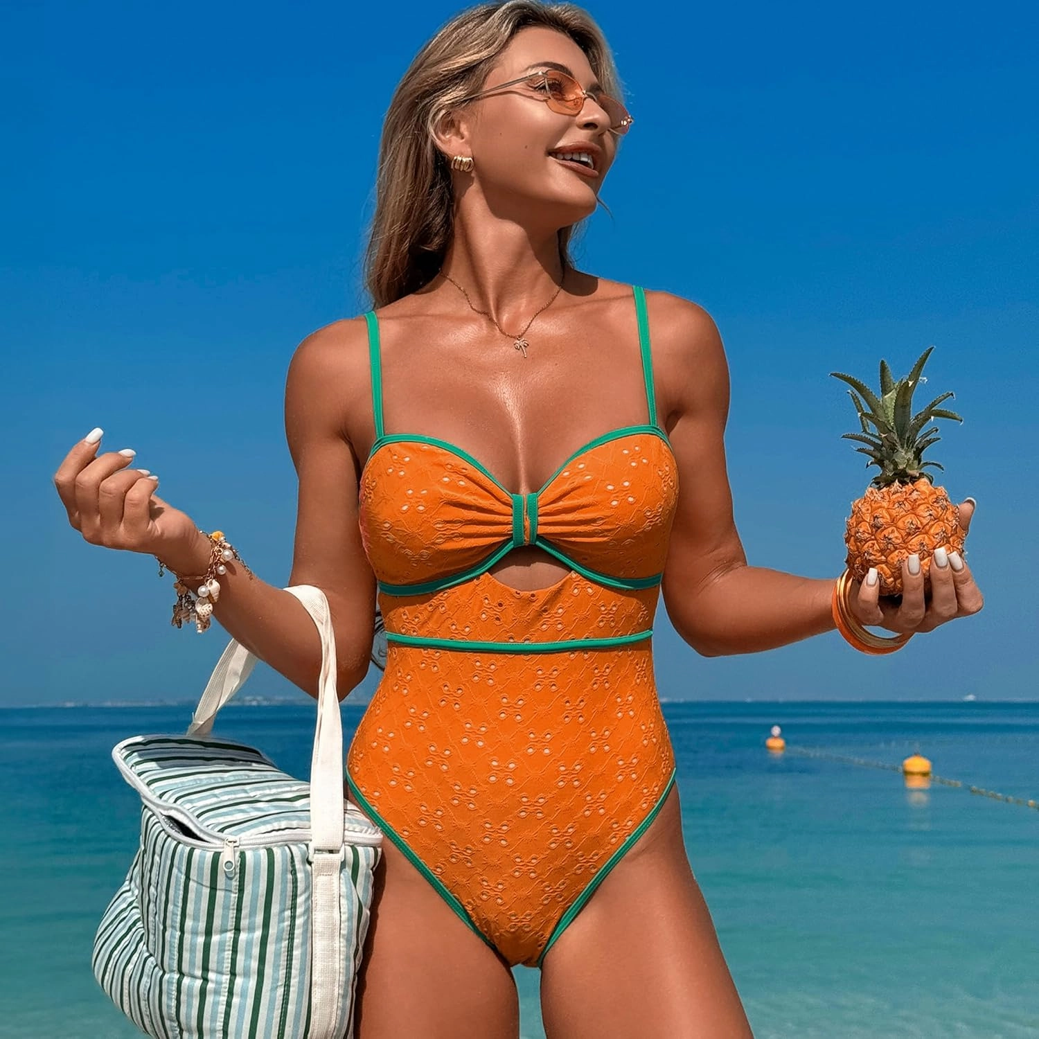 Women's One Piece Swimsuits Tummy Control Cutout Bathing Suit High Waisted 1 Piece High Cut Swimsuit