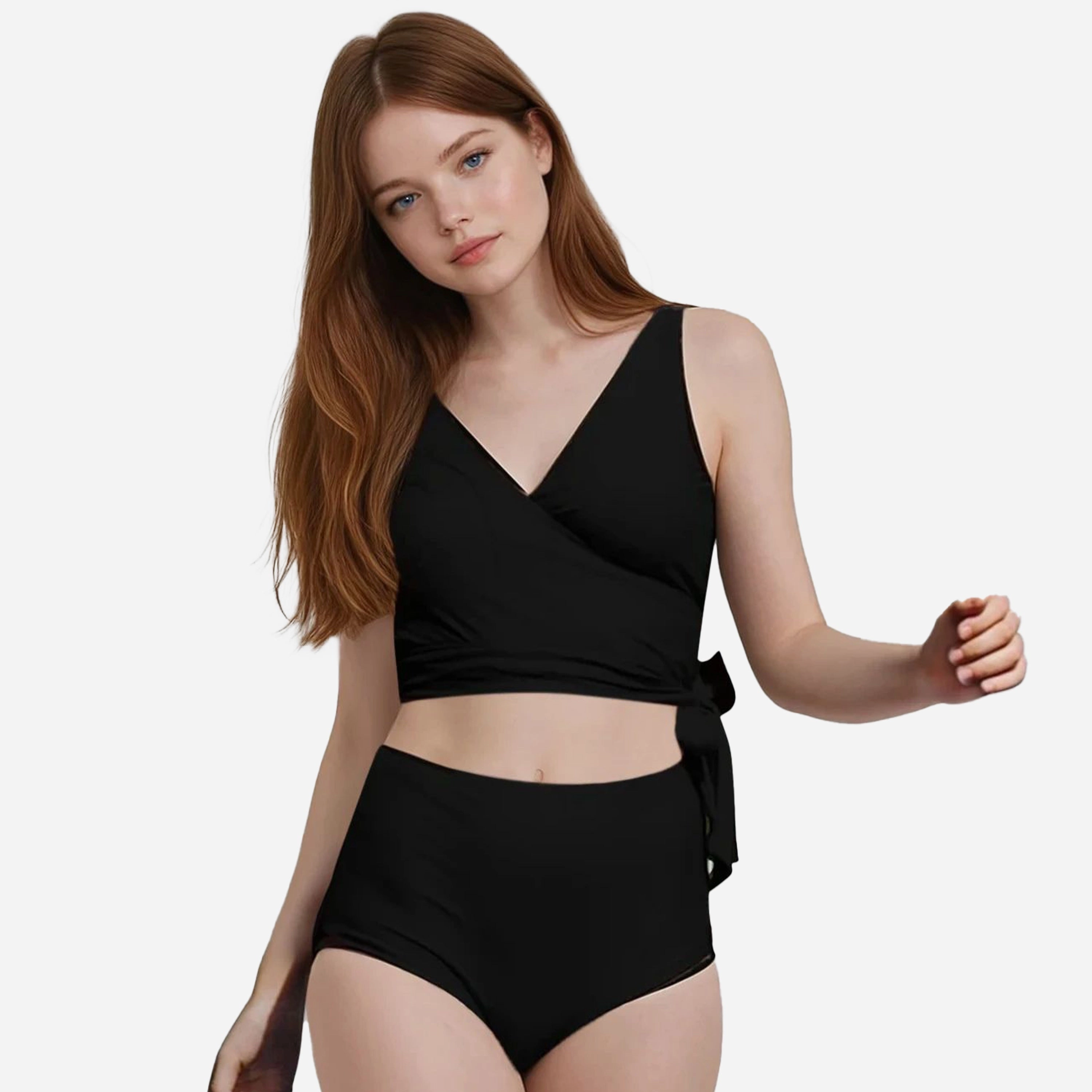 Women's Plus Emery Wrap Swim Top With Removable Cups & Bikini Bottom
