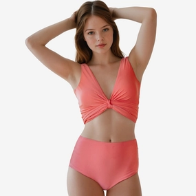 Women's Plus Emery Wrap Swim Top With Removable Cups & Bikini Bottom