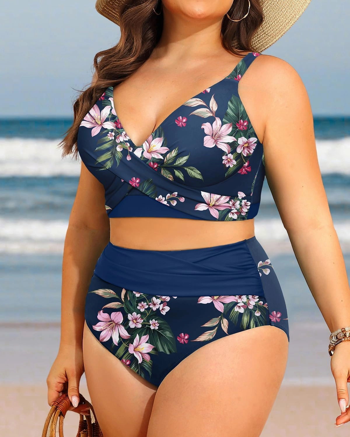 Women's Plus Size High Waisted Bikini - Two Piece Swimsuit Tummy Control Bathing Suit 2025 Twist Swimwear