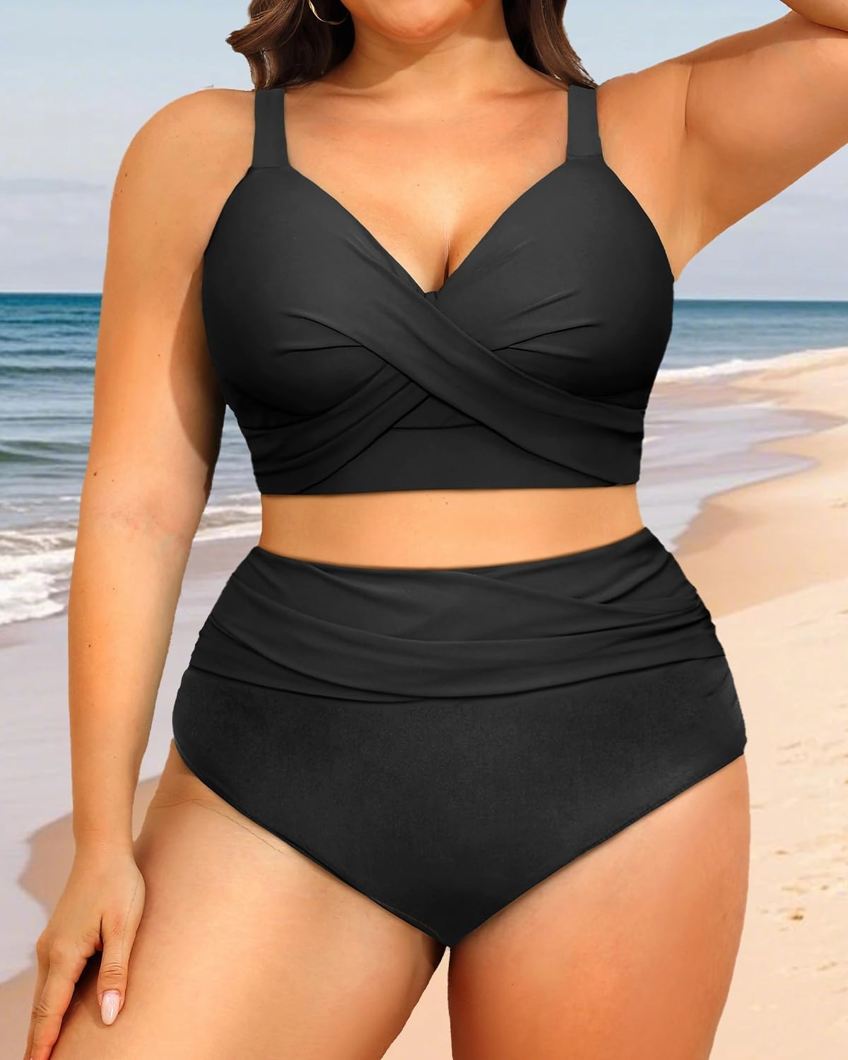 Women's Plus Size High Waisted Bikini - Two Piece Swimsuit Tummy Control Bathing Suit 2025 Twist Swimwear