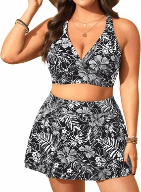 Women's Plus Size High Waisted Bikini - Two Piece Swimsuit with Skirt 2025 Tummy Control Bathing Suit with Pocket