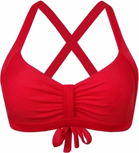 Women's Retro Printed Adjustable Thick Straps Cross Back Push Up Vintage Bikini Swimsuit Tops Only