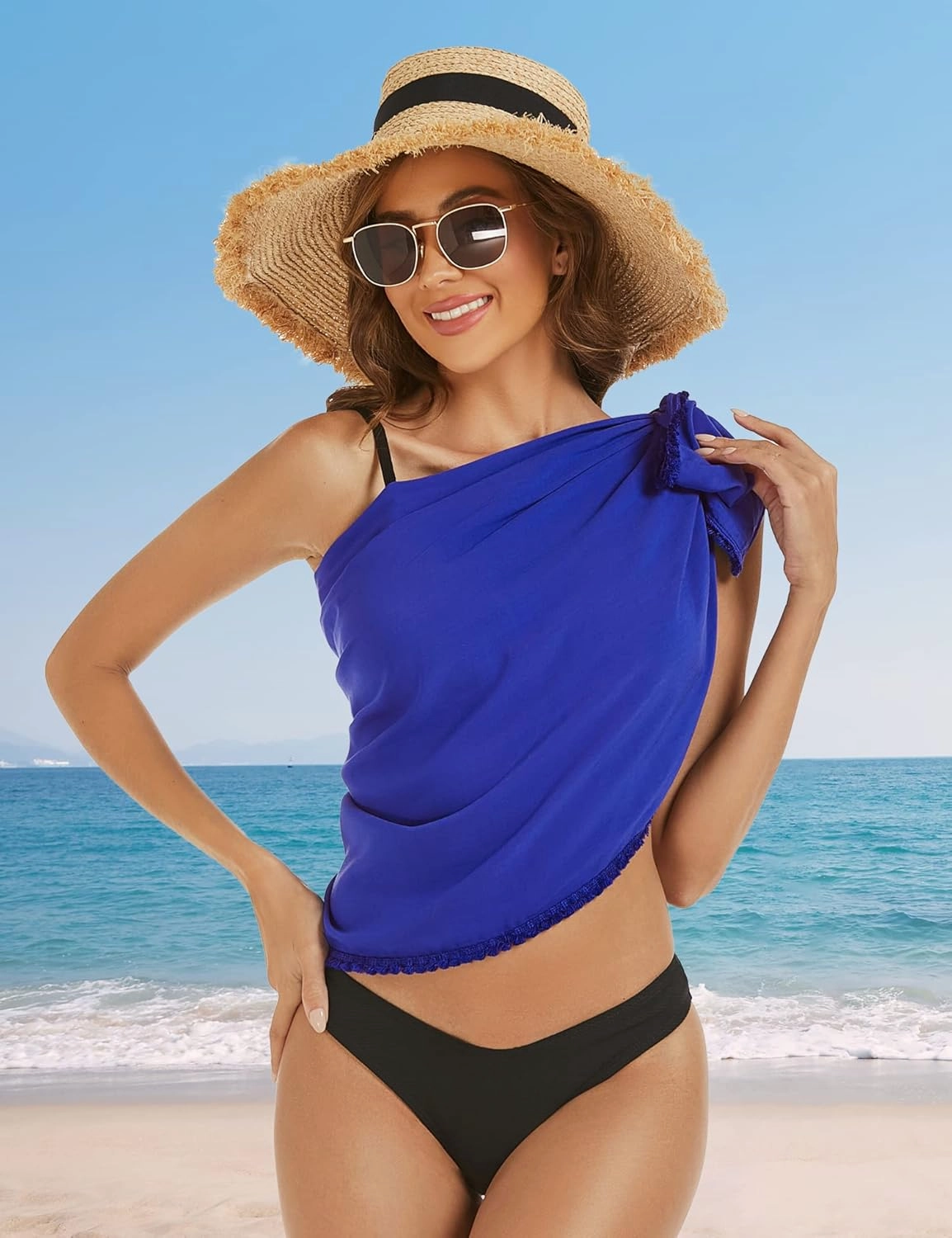 Women's Sarong Coverups Short Bathing Suit Wrap Skirt Beach Wrap Swimsuit Cover Ups with Tassels
