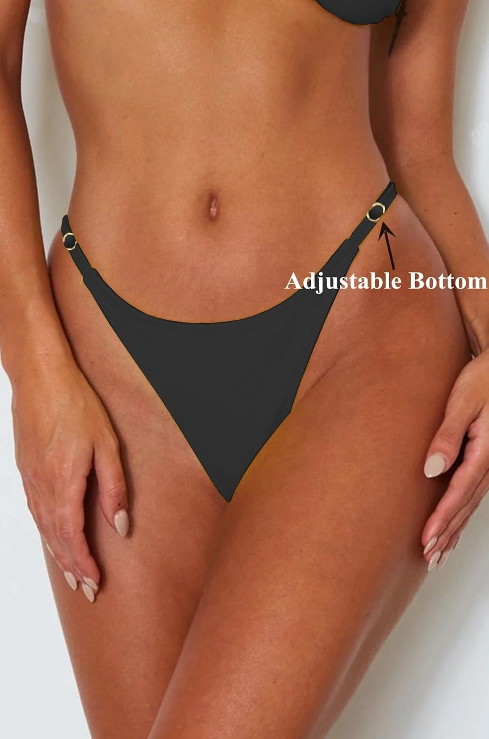 Women's Sexy Thong Bottom Two Piece Bikini Double Shoulder Straps Cute Swimsuit Triangle Bathing Suit