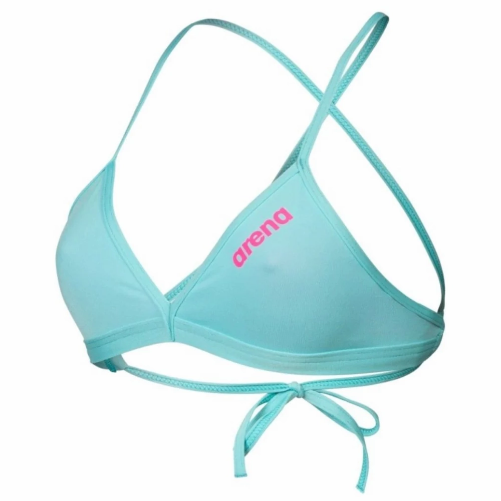 WOMEN'S TEAM SWIM TOP TIE BACK SOLID - WATER/SHOCKING PINK