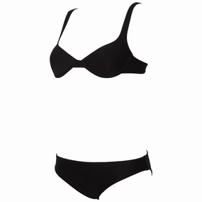 WOMEN'S WIRE BIKINI SOLID - BLACK/BLACK