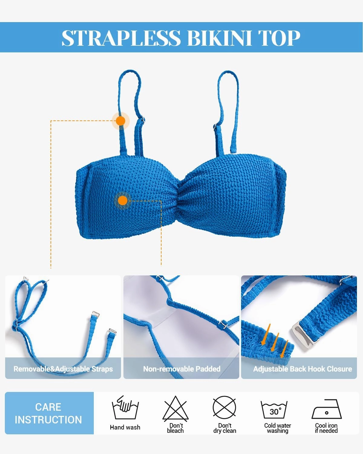 Women Strapless Bikini Swimsuit Tops - Bandeau Tube Bathing Suit Top