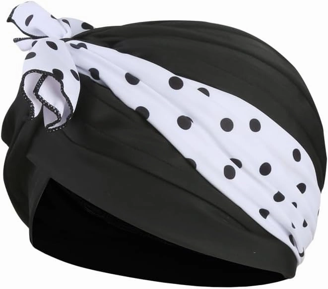 Women Turban Swim Caps Fabric Swim Swimming Caps for Long Hair Nylon Cloth Pleated Elastic Comfort Bathing Cap Swimming Hats Keep Hairstyle Unchanged Beanie Cap Ear Protection Non-Waterproof