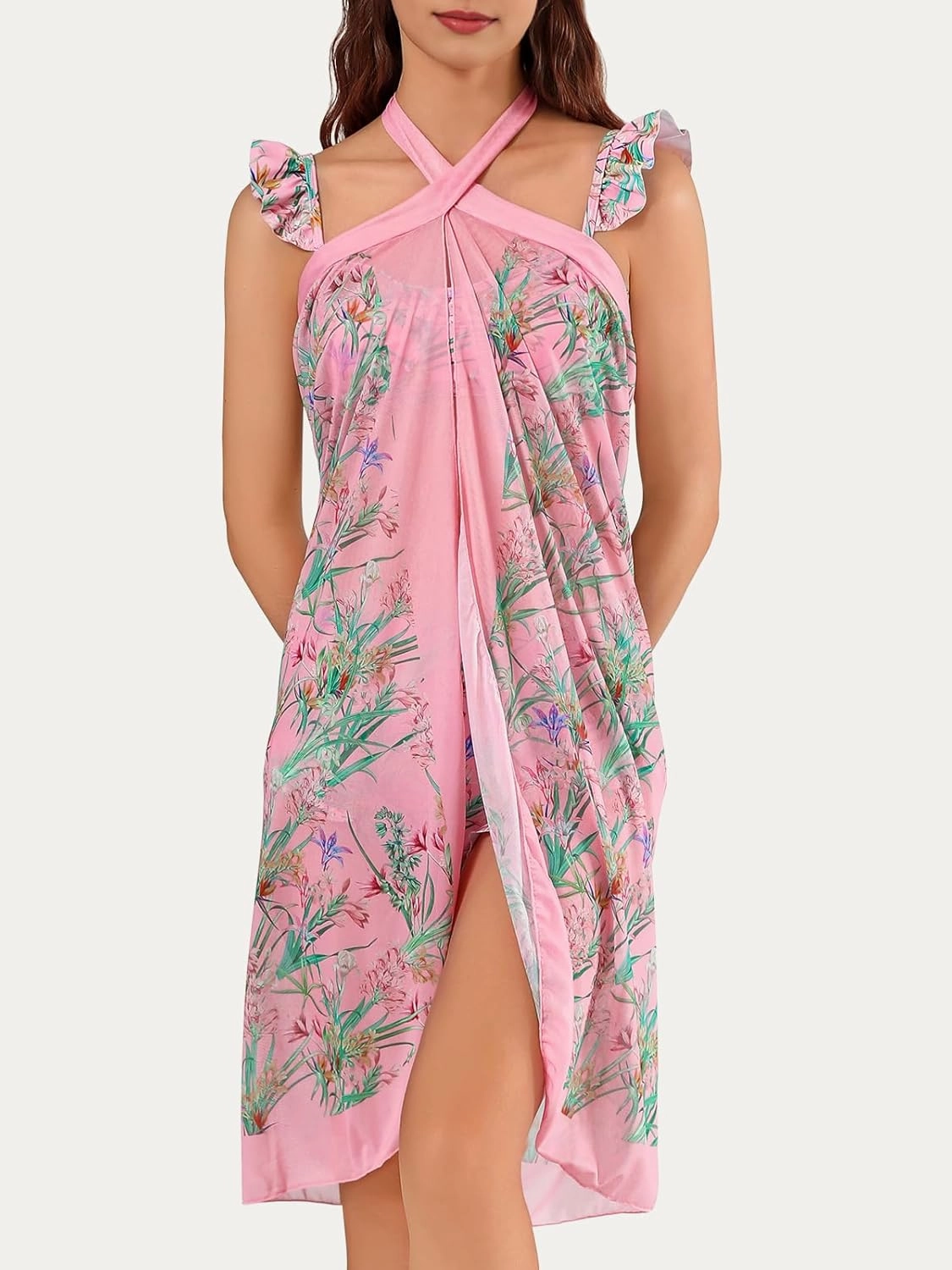 Womens 3 Piece Swimsuits with Cover Up 3 Pieces Bikini Set with Sarong High Waisted Bikini with Beach Cover Up Set